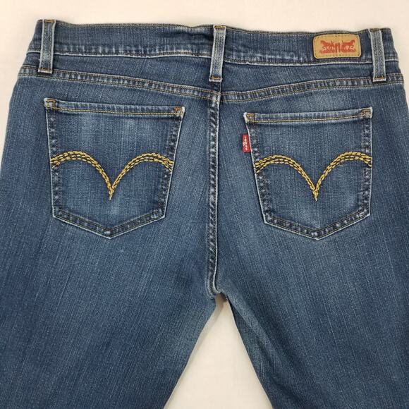 Levis 524 Jeans Size 11 Blue Too Superlow Bootcut Flare Dark Wash Stretch 90s - Picture 3 of 12